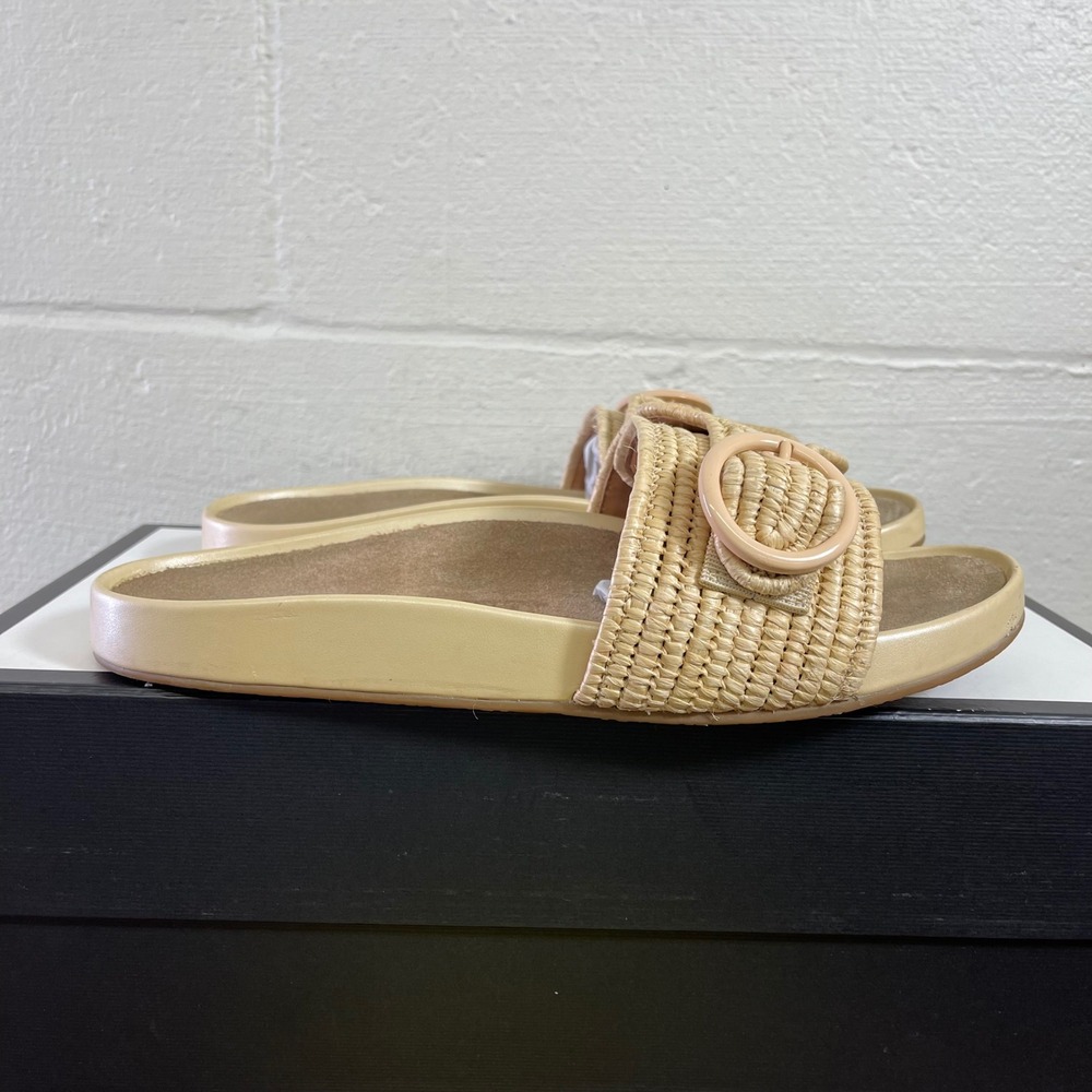 Kate Spade Maribelle Raffia Beige Slide Sandals Hand Woven Slides Womens 9.5 US
